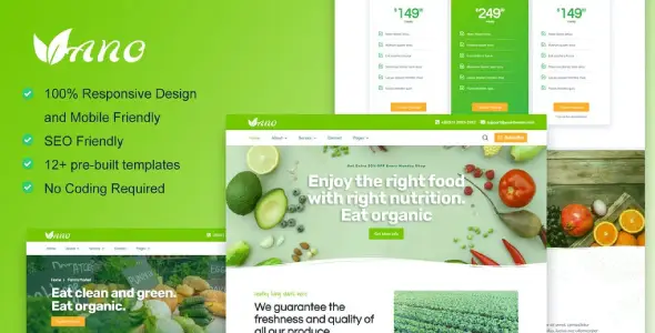 Vano – Organic Food & Agriculture Elementor Template Kit